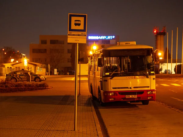 View of the bus stop near the airport of Brno.