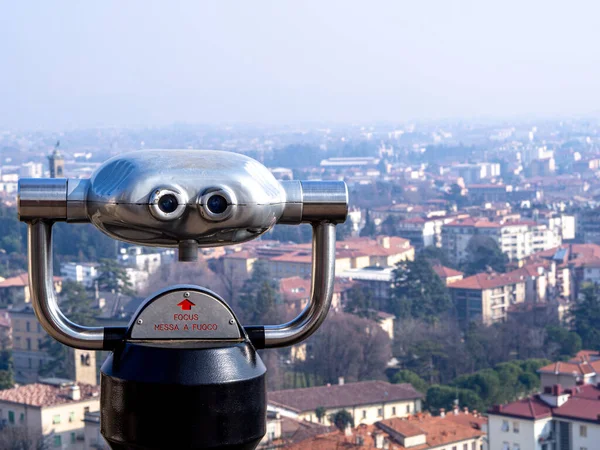 Miradouro Panorâmico Bergamo Binóculos — Fotografia de Stock