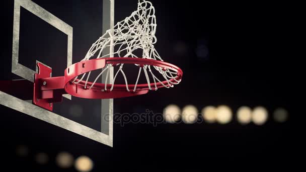 Bom arremesso em um aro de basquete em um belo fundo — Vídeo de Stock