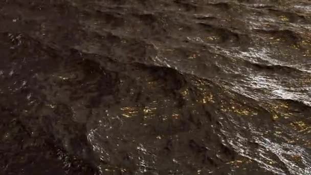 Летите над темной нарушенной поверхностью океанской воды в замедленной съемке, зацикленная — стоковое видео