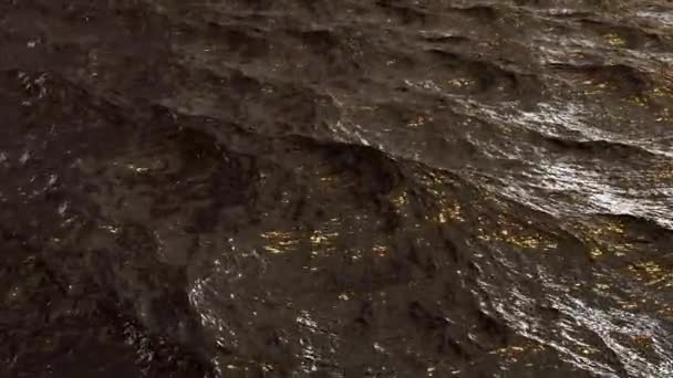 Survolez la surface sombre de l'eau de l'océan perturbée au ralenti, bouclable — Video