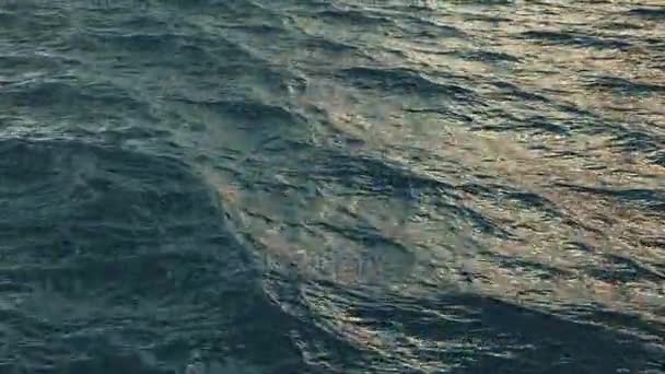 Fly over ocean water surface in evening time — Stock Video