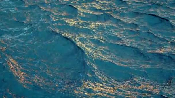 Fly over ocean water surface in evening time — Stock Video