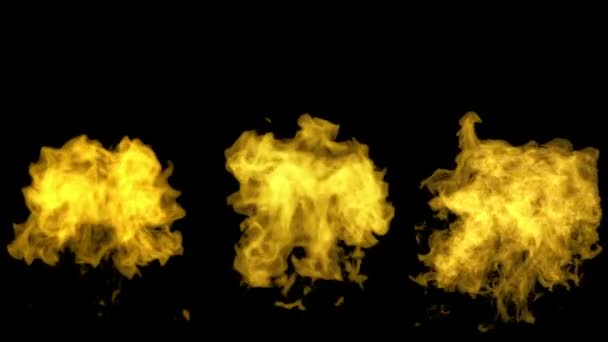 Den gula elden flammar upp och bleknar bort, med alpha mask — Stockvideo