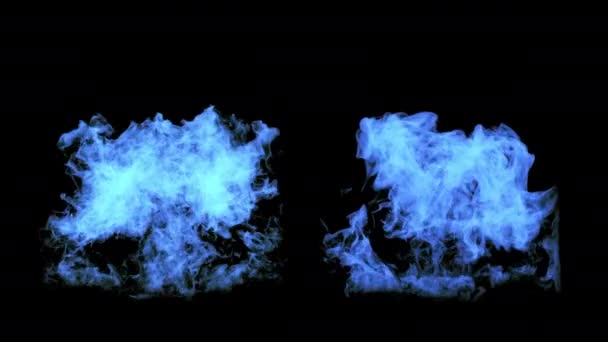 Голубой огонь вспыхивает и угасает, с альфа-маской — стоковое видео
