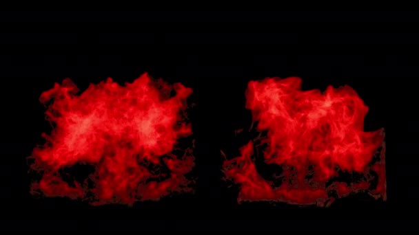 El fuego rojo se enciende y se desvanece, con máscara alfa — Vídeos de Stock