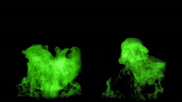 Das grüne Feuer flackert auf und verblasst, mit Alpha-Maske — Stockvideo