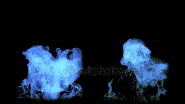 Das blaue Feuer flackert auf und verschwindet, mit Alpha-Maske — Stockvideo