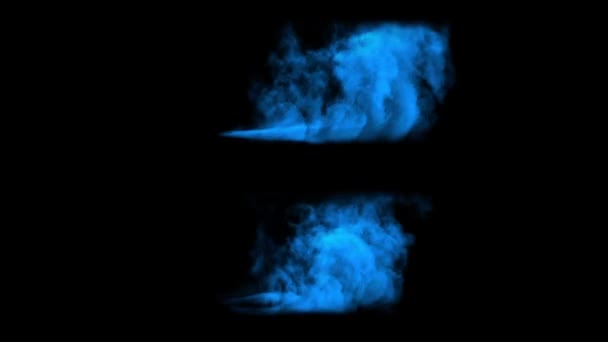 Onda de explosão azul diverge para a direita, fumaça girando — Vídeo de Stock