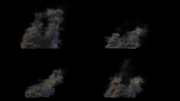Verschillende rook bronnen, met alfakanaal masker — Stockvideo
