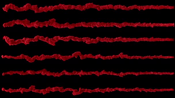 Mehrere rote Meteore oder Asteroiden, Feuer- und Rauchspuren, mit Alpha-Maske — Stockvideo