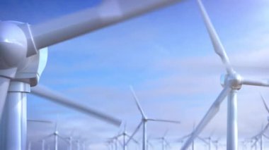 Rotasyon Rüzgar türbinleri. Yel değirmenleri düz satırları.