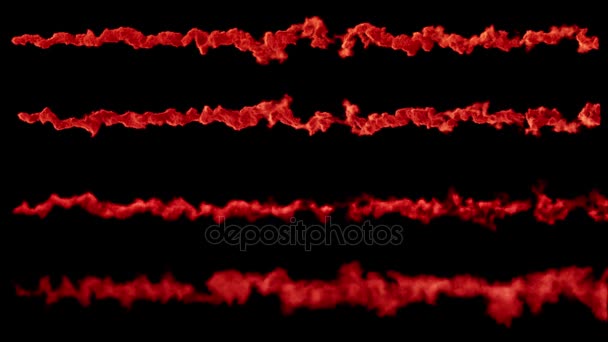 Plusieurs météores rouges ou astéroïdes, traînées de feu et de fumée, avec masque alpha — Video