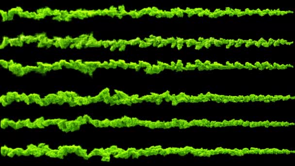 几个绿色的流星或小行星 烟雾的踪迹 与阿尔法面具 准备合成 3840X2160 超高清晰度 高详细烟雾 — 图库视频影像