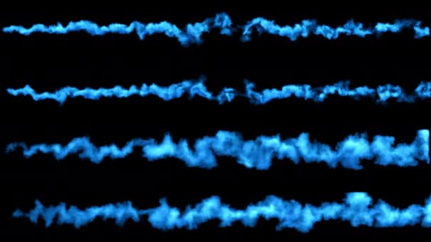 Varios Meteoros Azules Asteroides Senderos Fuego Humo Con Máscara Alfa — Vídeo de stock