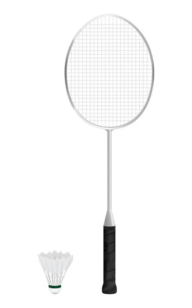 Geïsoleerd van Badminton racket en shuttle met witte achtergrond. vector. illustratie. afbeelding — Stockvector