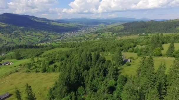 Quadrocopters flying over beautiful mountains in ukraine — Stock Video