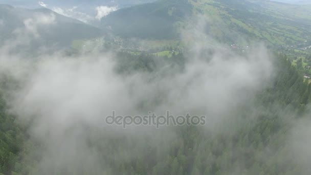 Dağlarda sis üzerinde uçuş — Stok video