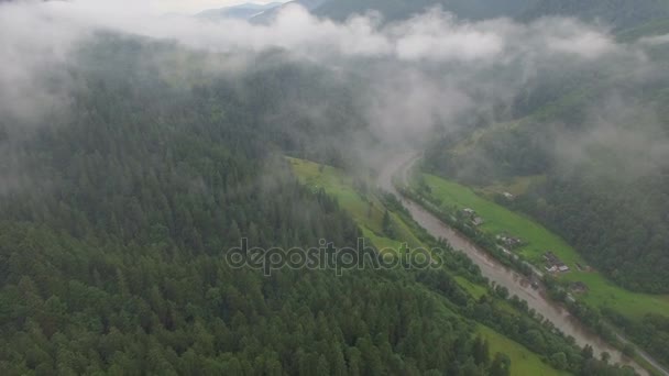 Karpathian 산에서 아름 다운 석양 — 비디오