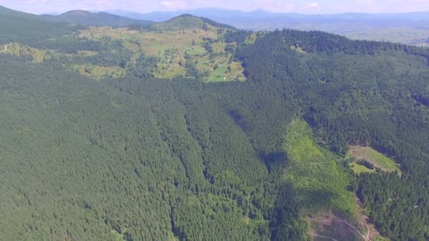 Village Beautiful Mountain Forest Aerial View — Stock Video