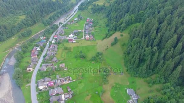 Casa cerca de un hermoso bosque. vista aérea — Vídeos de Stock