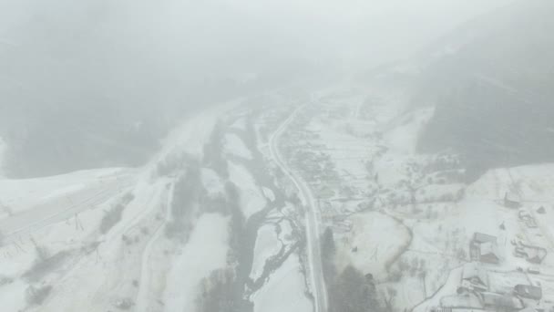 Fliegen Winter Schneesturm — Stockvideo