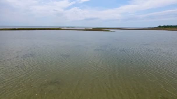 Een Verbazingwekkend Vogelperspectief Zwarte Zee Plank Met Lange Zandspugen Bedekt — Stockvideo