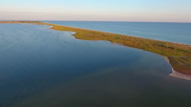 Impressive Bird Eye View Black Sea Shelf Sandy Spits Covered — ストック動画