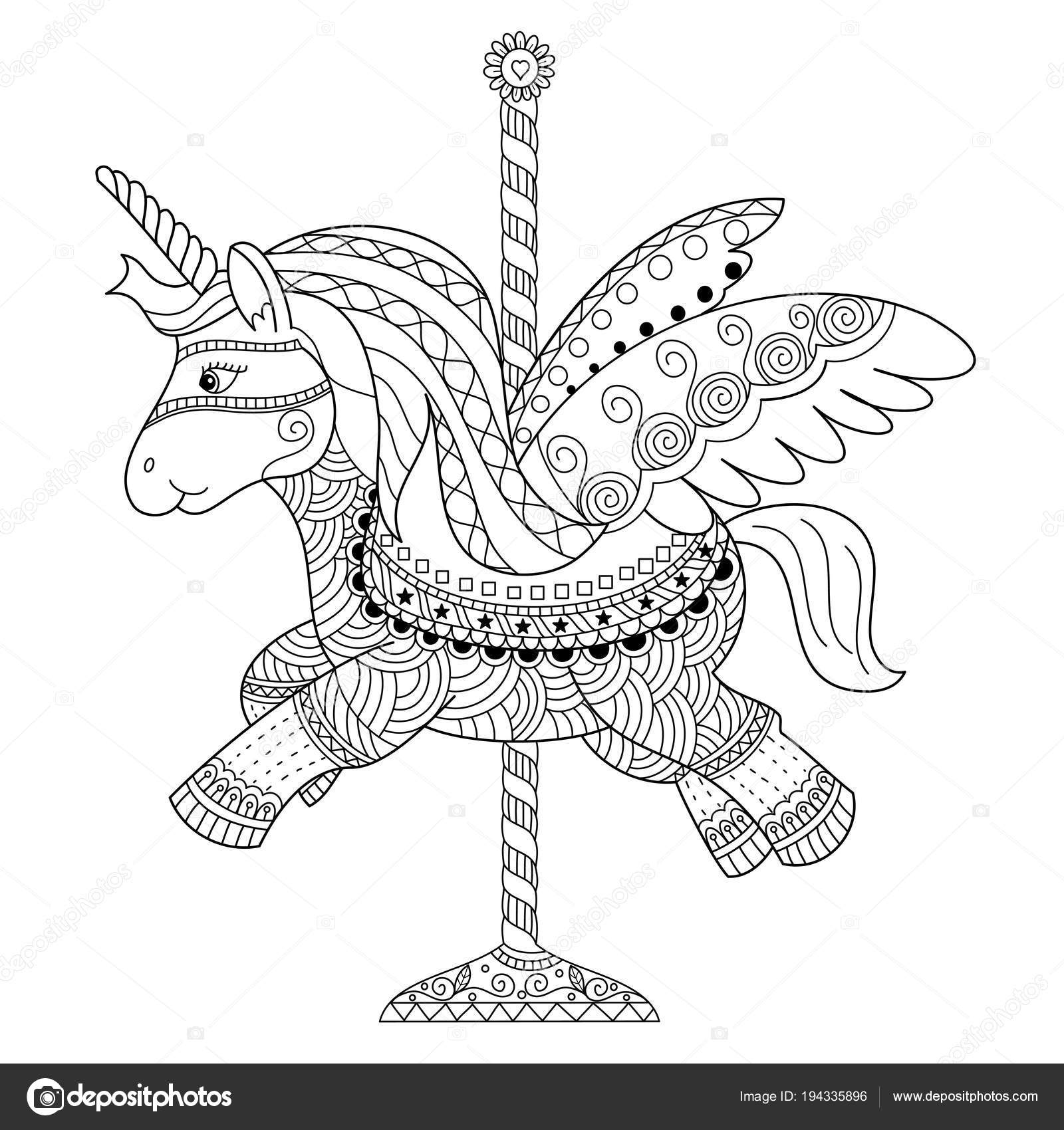 Kleurplaat Boek Van Schattige Unicorn Doodle Style Vector