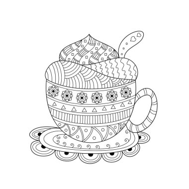 Kitap sayfa dondurma zentangle tarzı boyama. Handdrawn. Vektör çizim.