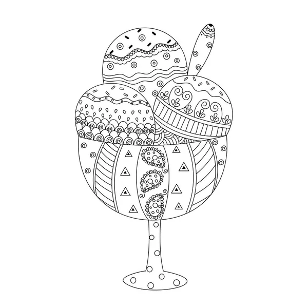 Kolorowanki Książki Lody Zentangle Stylu Handdrawn Ilustracja Wektorowa — Wektor stockowy