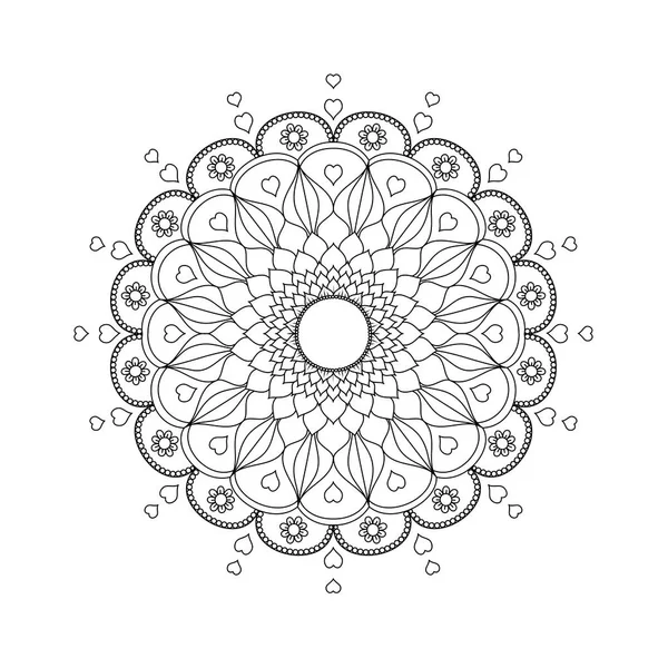 曼荼羅花 Zentangle Stylized Vector イラスト Drawn Coloring ブック ページ — ストックベクタ