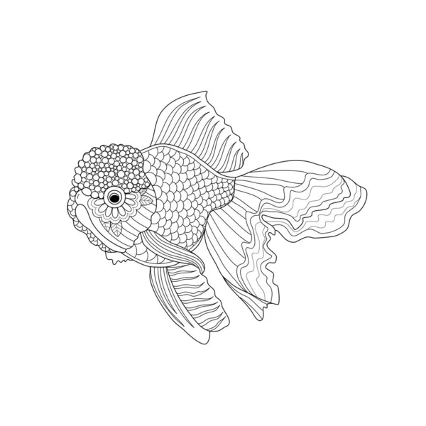 Goldfish coloring book of zentangle style for adult. — 스톡 벡터
