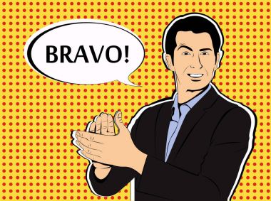 adam alkış Bravo başarı retro tarzı pop sanat kavramı