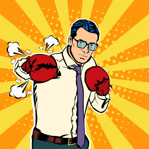 Hombre en guantes de boxeo vector ilustración — Vector de stock
