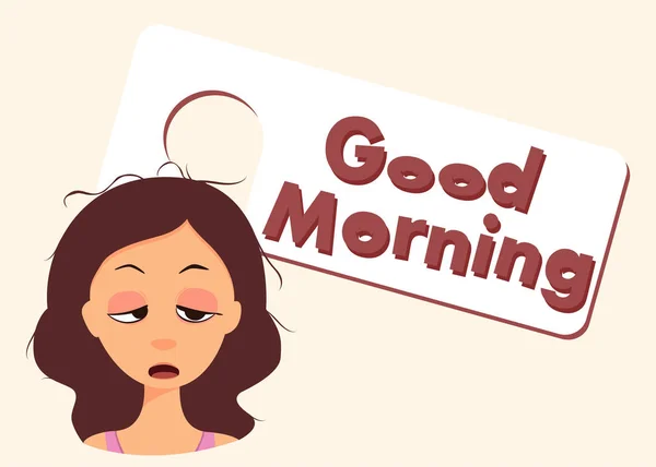 Sleepy Cartoon Character. Good Morning — Stock Vector