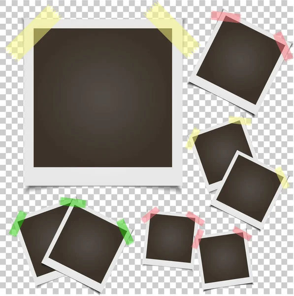 Blank set photo polaroid frame on transparent background — Stock Vector