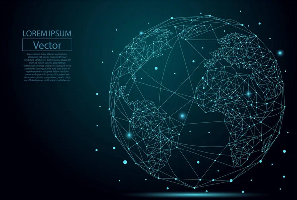 Abstrakt bild bestående av en planeten jorden består av punkter, linjer och former. Globala nätverksanslutning. Världen karta punkt- och sammansättning begreppet global affärsverksamhet. Vektorillustration — Stock vektor