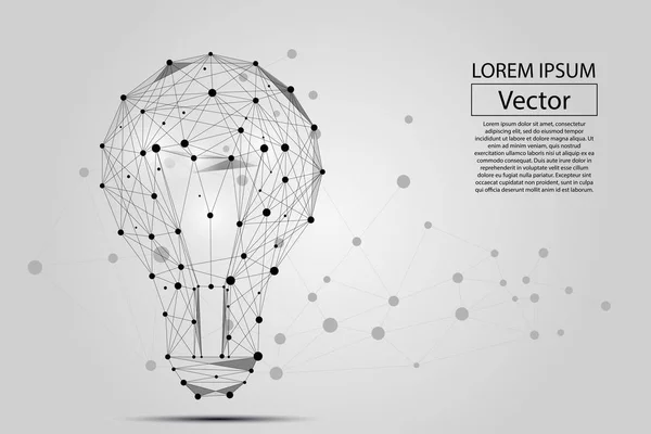 Image abstraite d'une ampoule composée de points, de lignes et de formes. Illustration vectorielle. Espace poly, étoiles et univers — Image vectorielle