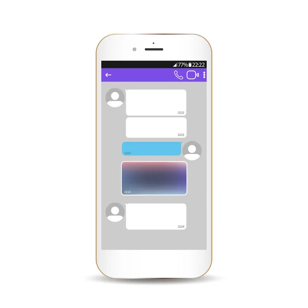Chat und Messaging-Konzept. Messenger-Fenster. leere template.vector realistisches Smartphone mit Chat-Boxen. — Stockvektor