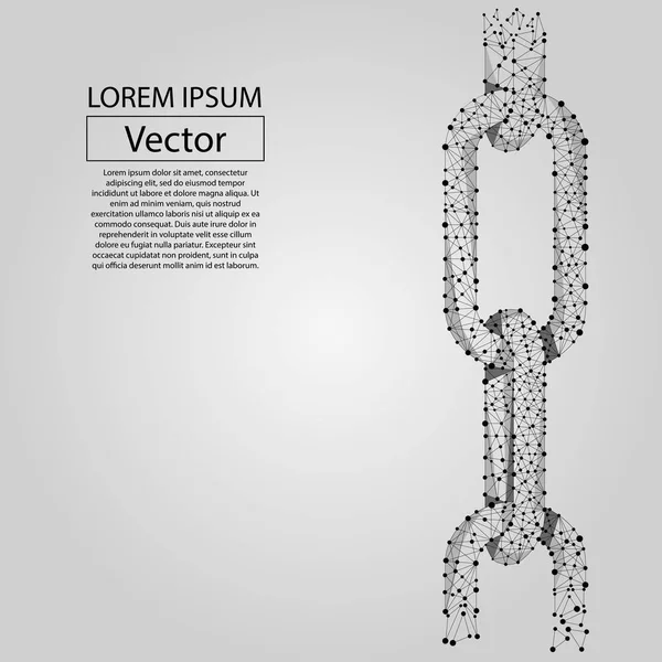 Línea Abstracta Punto Eslabones Cadena Concepto Wireframe Conexión Ilustración Vector — Vector de stock