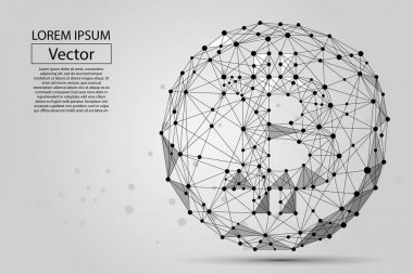 Soyut mash çizgi ve nokta Bitcoin. Vektör iş çizim. Poligonal düşük Poli para birimi.
