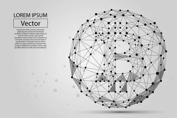 Abstrakta Mosar Linje Och Punkt Bitcoin Vektorillustration Business Polygonal Låg — Stock vektor