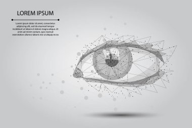 Soyut püre çizgisi ve lazer görüş düzeltmesi. Düşük polimerli insan iris modern ameliyat teknolojisi. Çokgen göz şekli biyometrik kimlik vektörü çizimi