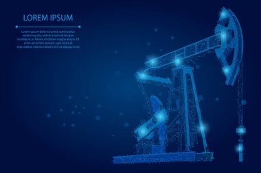 Abstract mash line and point oil well rig. Low poly petroleum fuel industry pumpjack derricks pumping drilling point vector illustration clipart