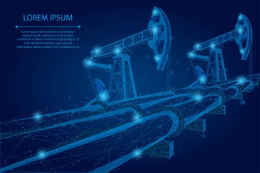 Soyut karışım hattı ve petrol boru hattı düşük polimer iş konsepti. Çokgen petrol üretimi. Petrol yakıtları endüstrisi ulaşım taşıyıcı illüstrasyonu