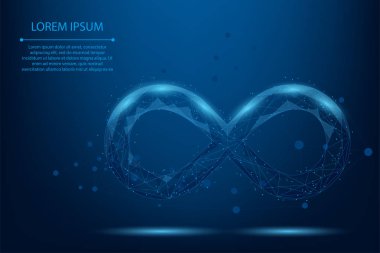 Soyut karışım çizgisi ve uçsuz bucaksız simge. Çokgen bağlantı ağı. Düşük poli vektör illüstrasyonu 