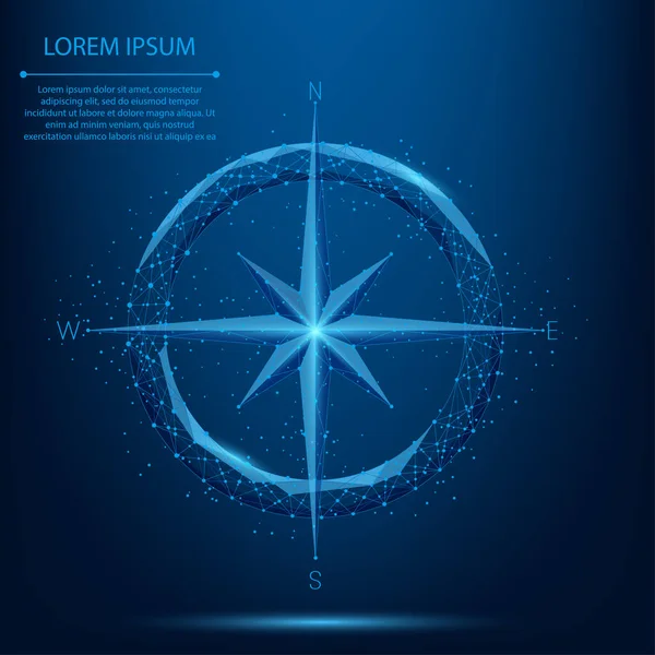 Abstract Line Point Compass Icon Inglês Ilustração Vetor Design Estilo — Vetor de Stock
