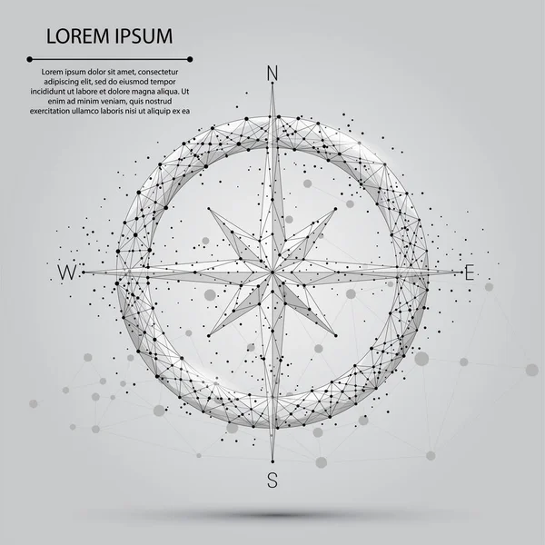 Abstract Line Point Compass Icon Inglês Ilustração Vetor Design Estilo —  Vetores de Stock