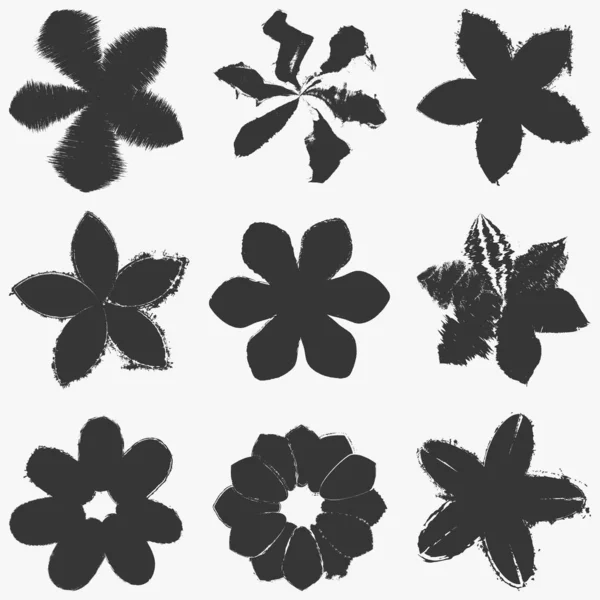 Grunge Flowers Set — Stock vektor